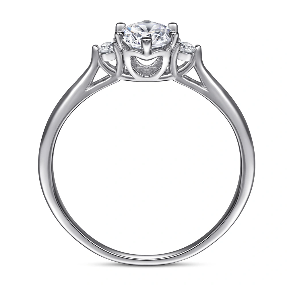 Silver Wedding Ring Women''s Zircon  Fashion Single Ring Fixed Wedding Ring Manufacturer