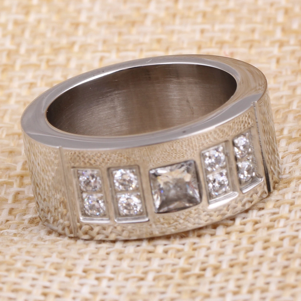 Exaggerated Personality Zircon Stainless Steel Ring Fashion Women's Sweet Titanium Steel Ring