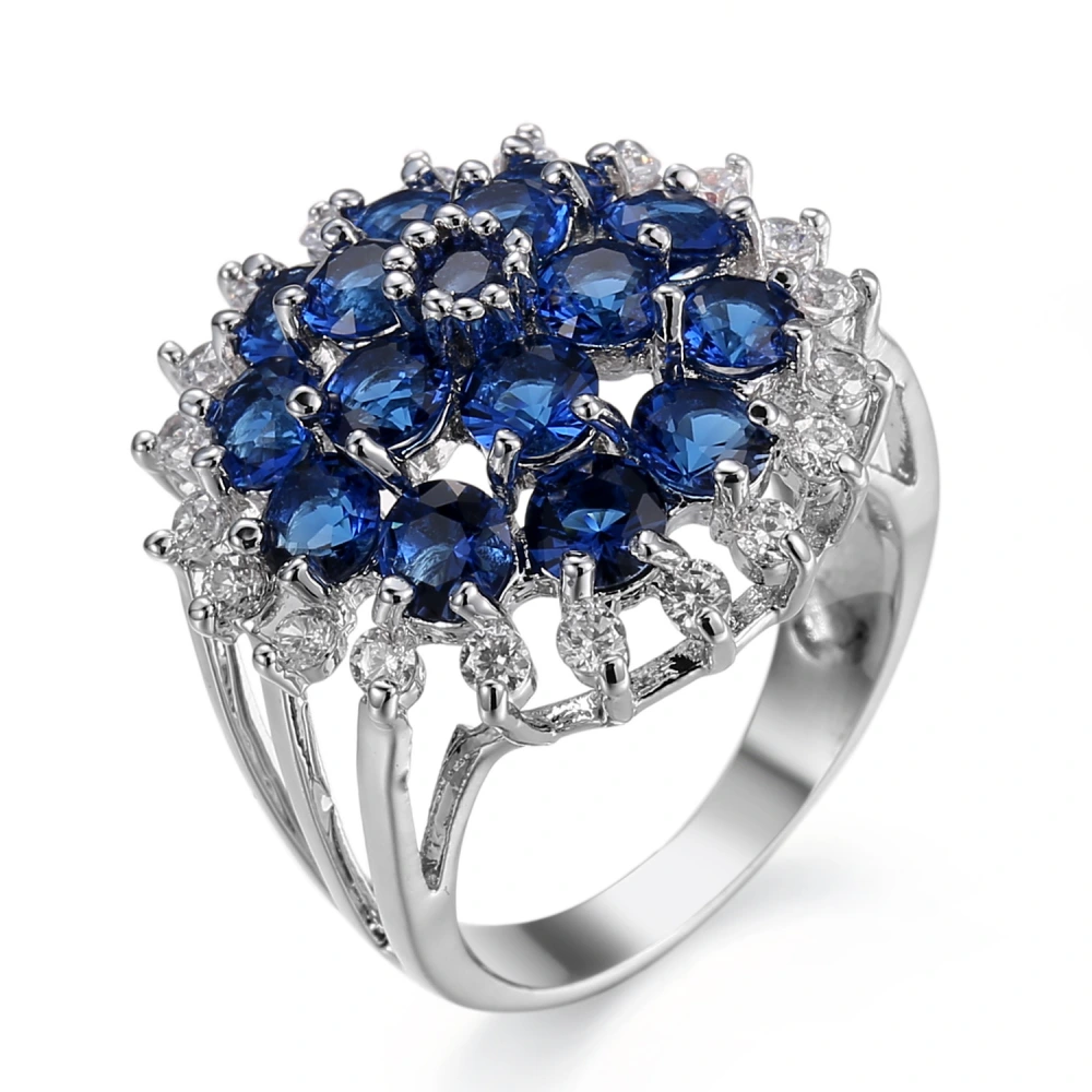 Jewelry Women's Creative Fashion Royal Blue Stamen Zircon Ring