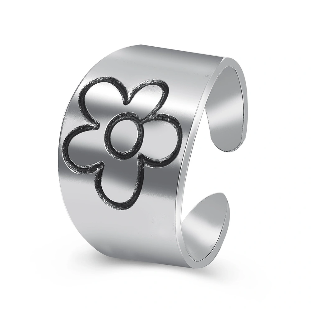 Ins Simple Style Small Daisy Ring Glossy Creative Small  Opening Ring