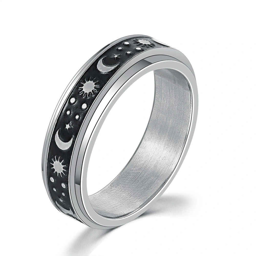 Titanium Steel Rotating Ring Stainless Steel Men's Double Rotating Ring