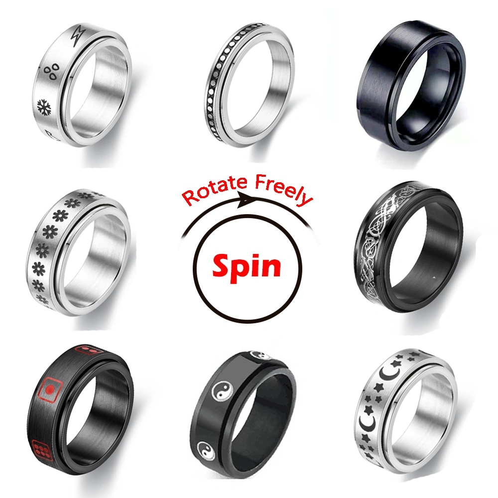 Titanium Steel Rotating Ring Stainless Steel Men's Double Rotating Ring
