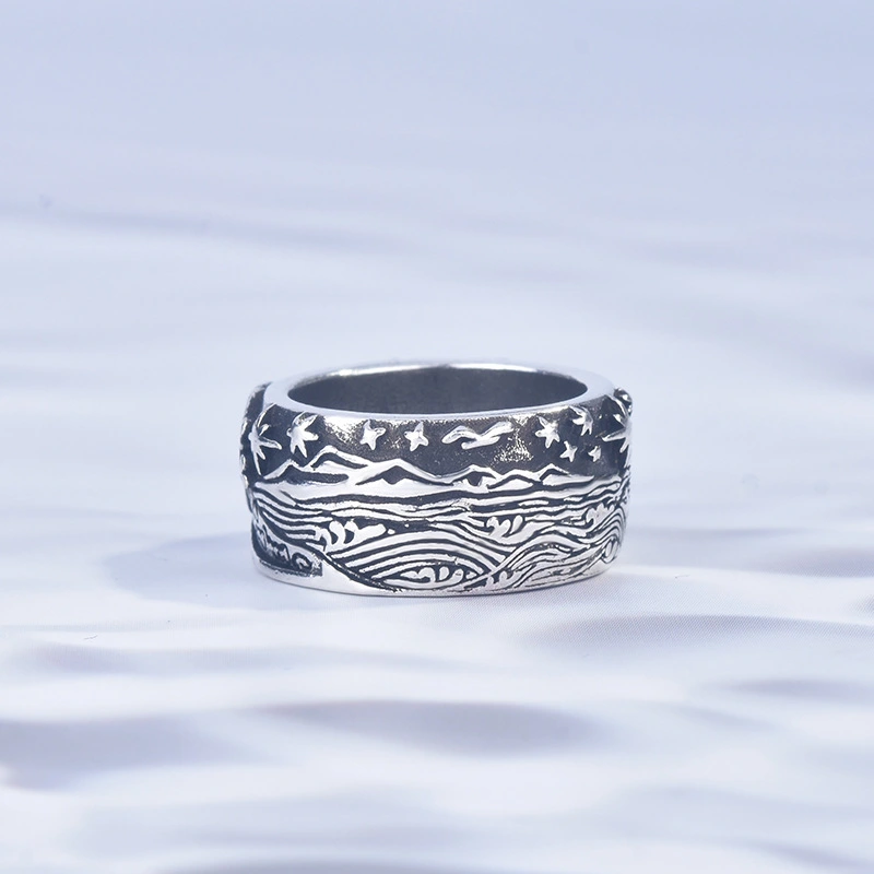 Dog And Girl Ring Carving Animals Under The Stars