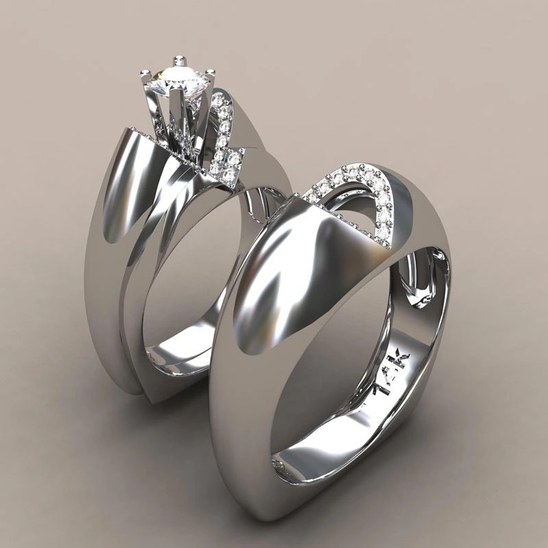 Heart-shaped Three-piece Couple Ring Hot Sale Set Ring