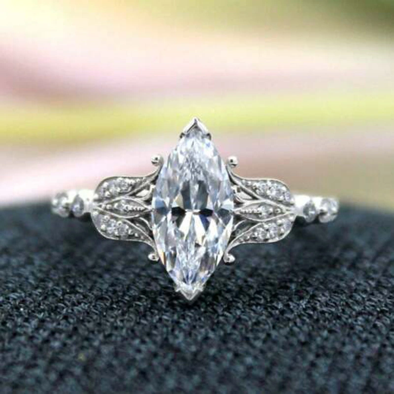 Hearts And Arrows Super Flash Horse Eye Zircon Ring Women