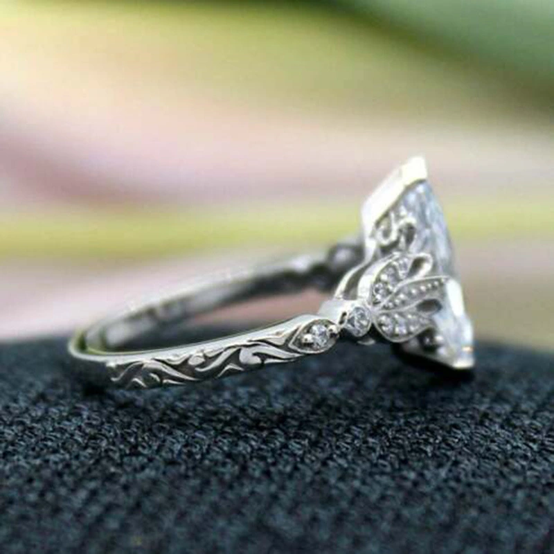 Hearts And Arrows Super Flash Horse Eye Zircon Ring Women