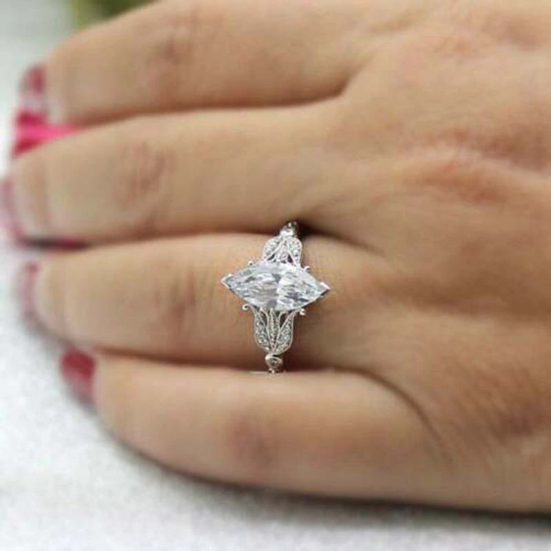 Hearts And Arrows Super Flash Horse Eye Zircon Ring Women