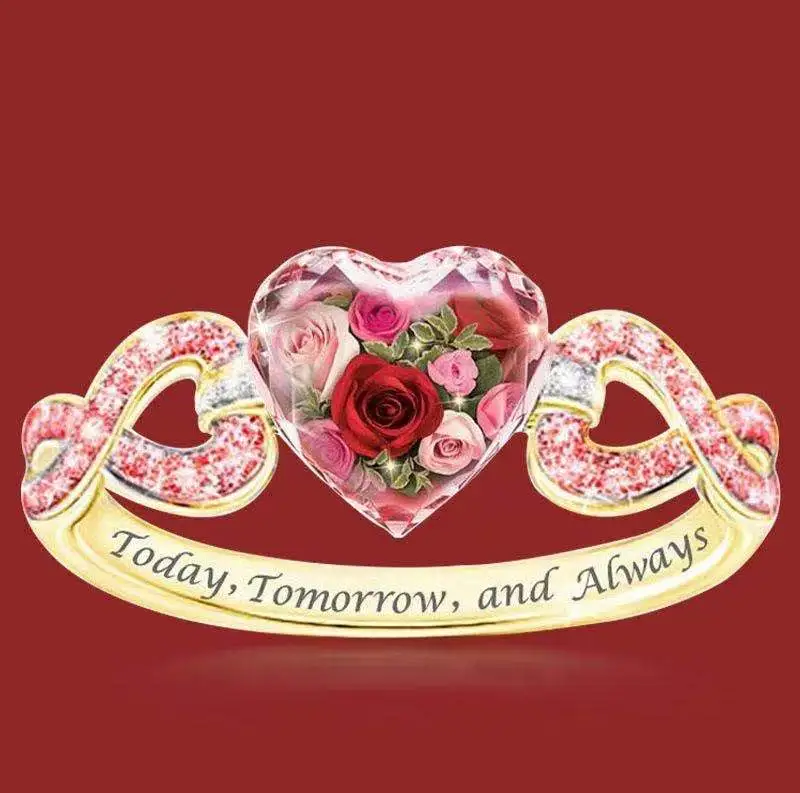 Gem Rose Heart Wreath Engagement Ring