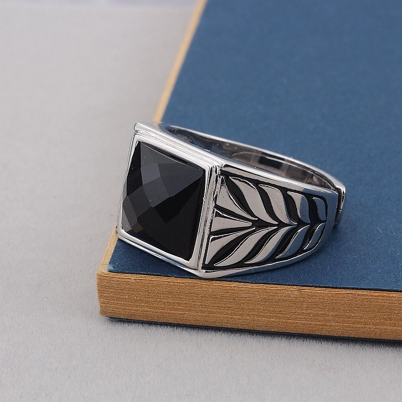 Sterling Silver Black Agate Ring For Men And Women White Gold Craft