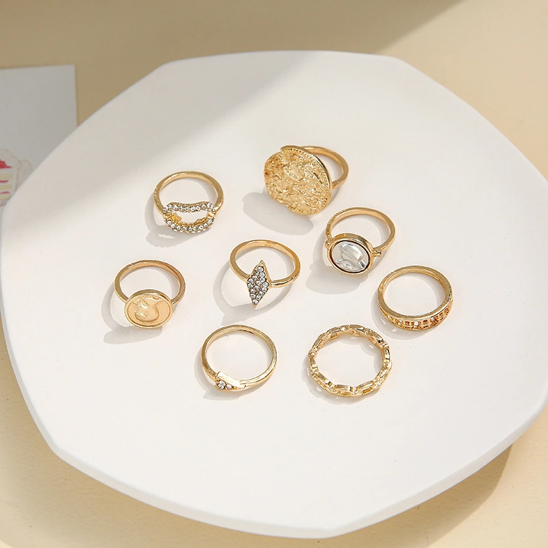 Two-tone Set Of 8 Sets Of Rings