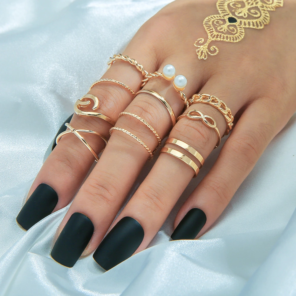 Beauty Hot Selling Amazon Pearl Ring Cross Simple Ring