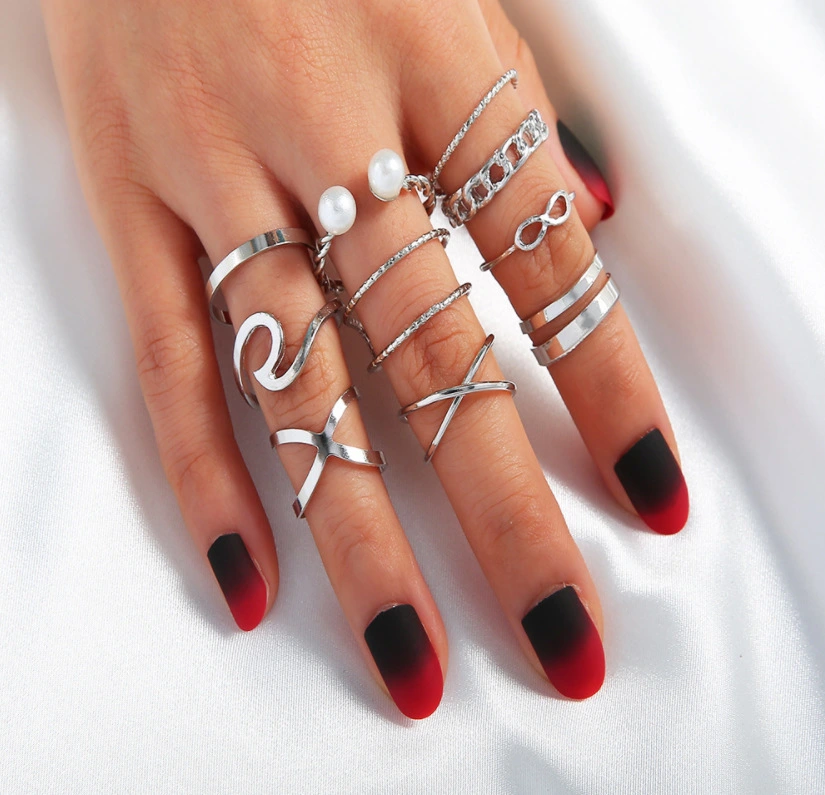 Beauty Hot Selling Zinc Pearl Ring Cross Simple Ring