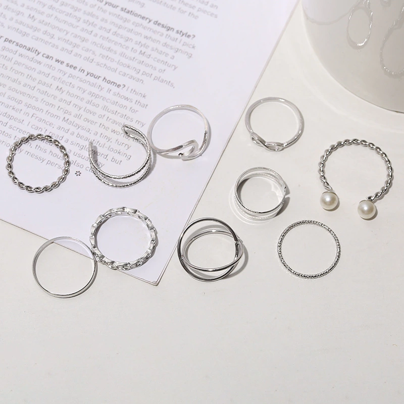 Beauty Hot Selling Amazon Pearl Ring Cross Simple Ring