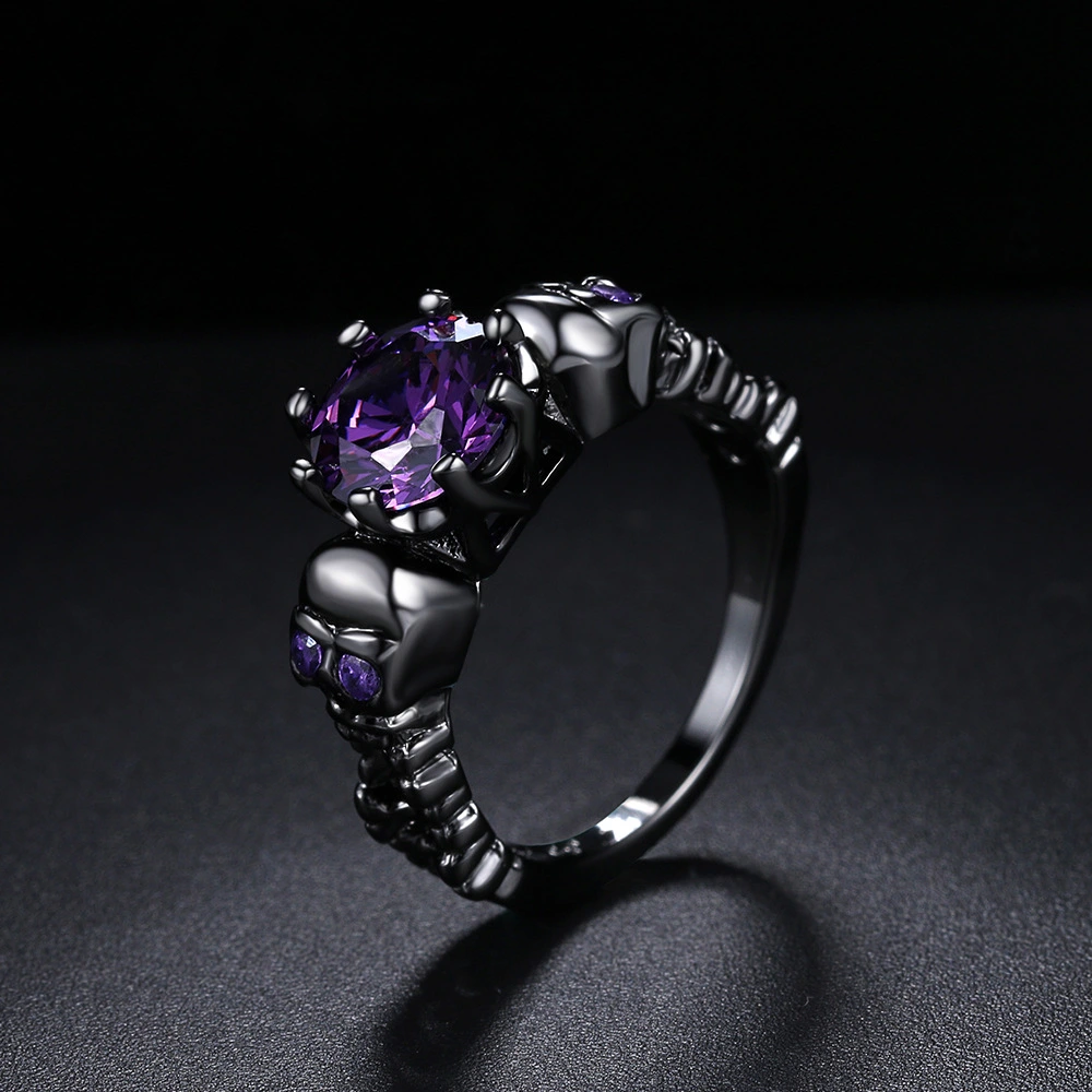 Vintage Black Gold Skull Ladies Ring