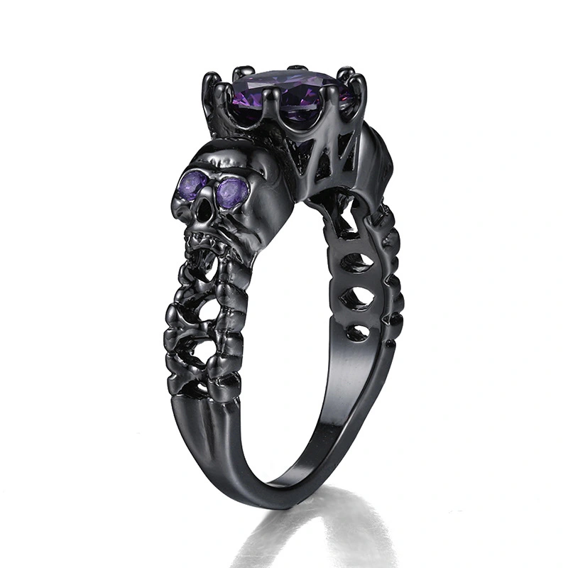 Vintage Black Gold Skull Ladies Ring