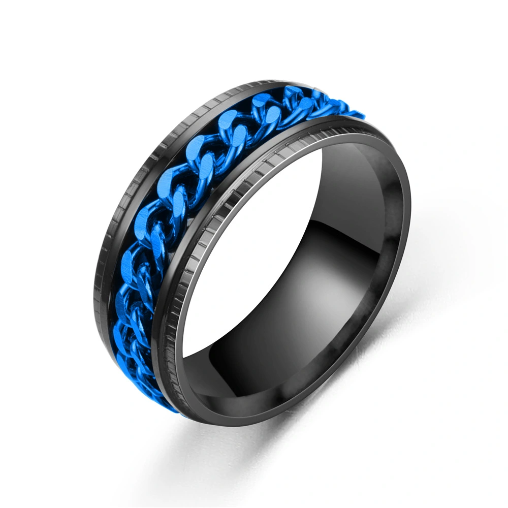 Fashionable Stainless Steel Chain Rotating Ring
