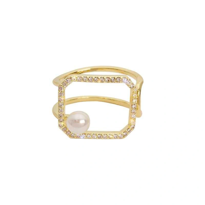 Ins Retro Diamond-studded Small Square Opening Adjustment Index Finger Ring