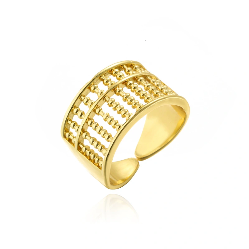 Retro Abacus Shape Geometric  Ring Female Copper Plated 18K Gold