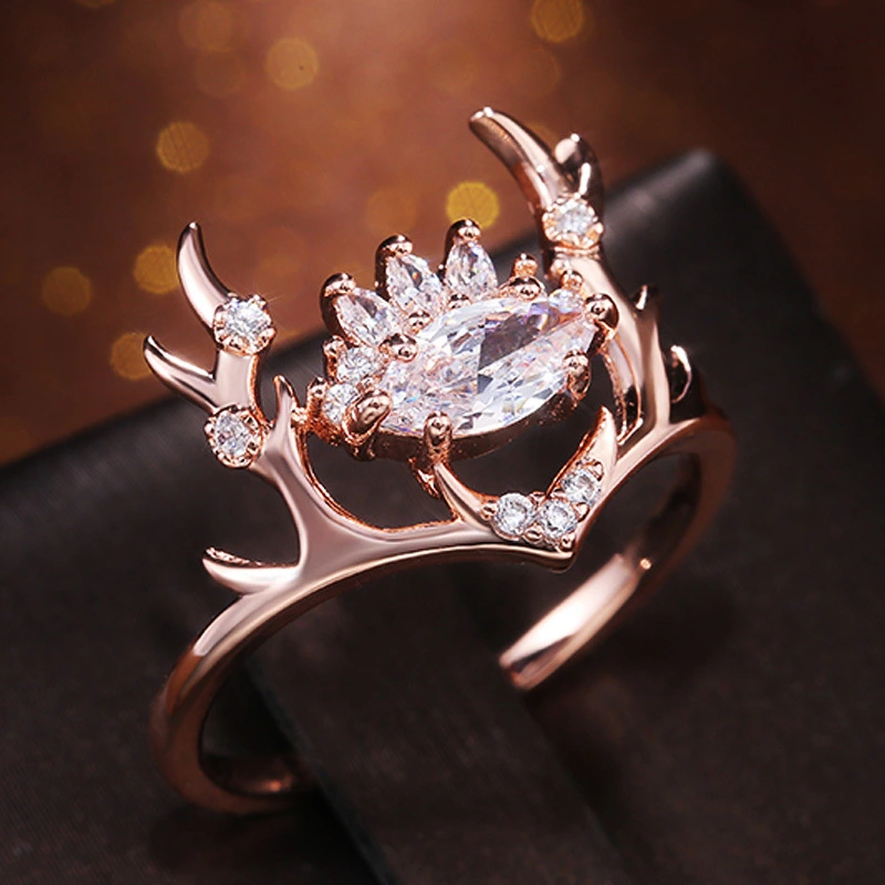 Fashion Cute Elk Antler Ladies Ring