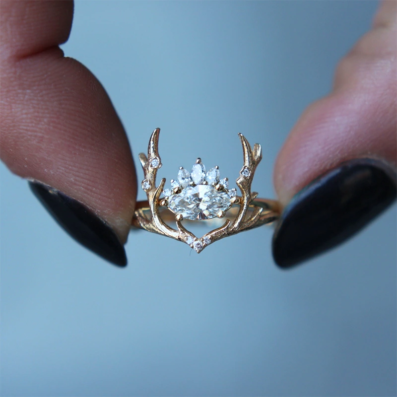 Fashion Cute Elk Antler Ladies Ring