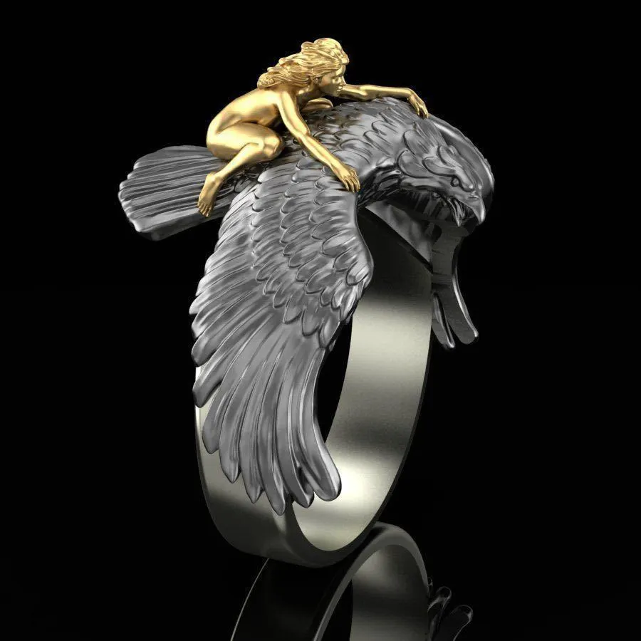 Golden Girl's Ring Flying On Creative Eagle