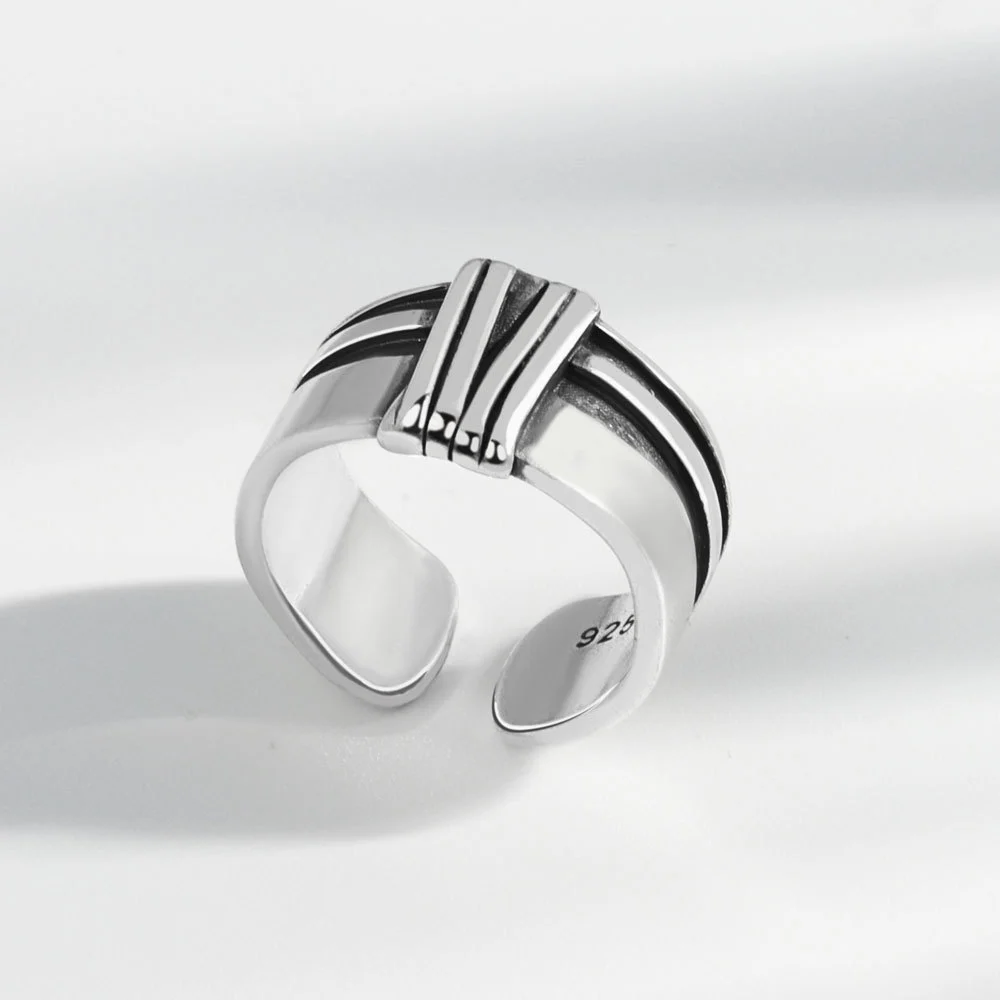 Face Personality Trendy Thai Silver Ring Net Celebrity Ring Girl