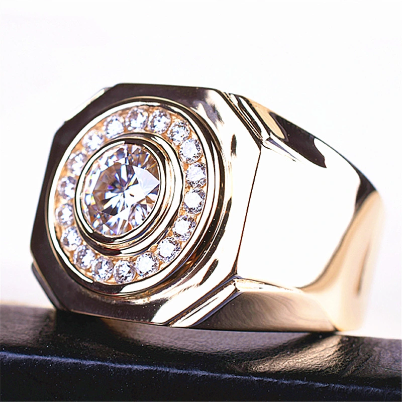 Imitation Moissanite Ring Bright And Smooth Noble Domineering Men's Ring