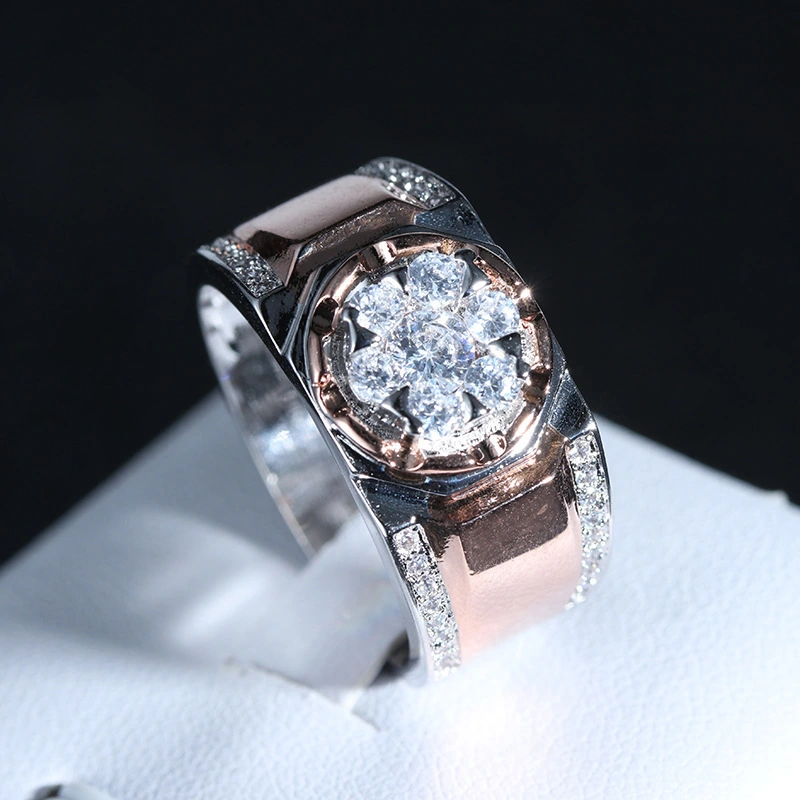 Fashion Atmosphere Electroplating Two-tone Ring European And American Men