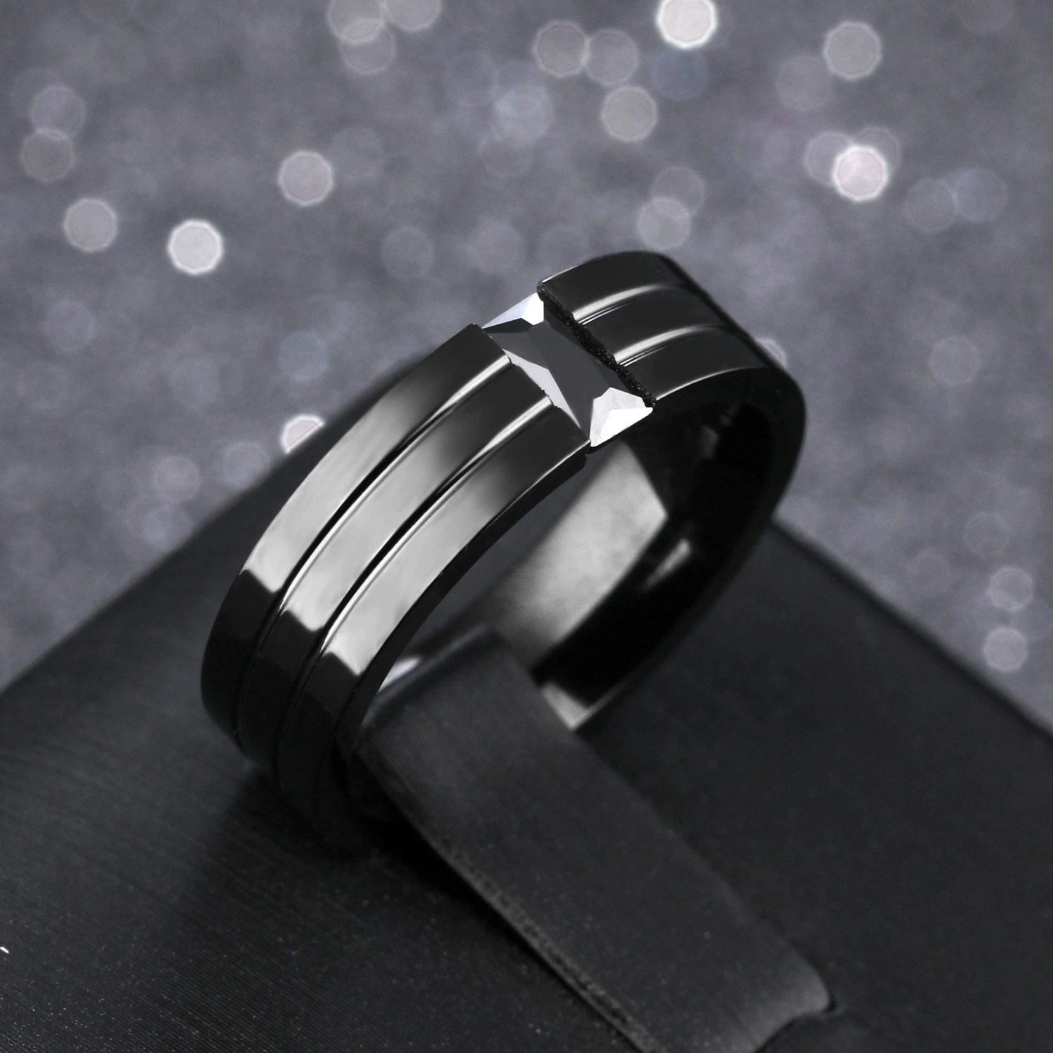 Personalized Diamond Titanium Steel Men's Ring