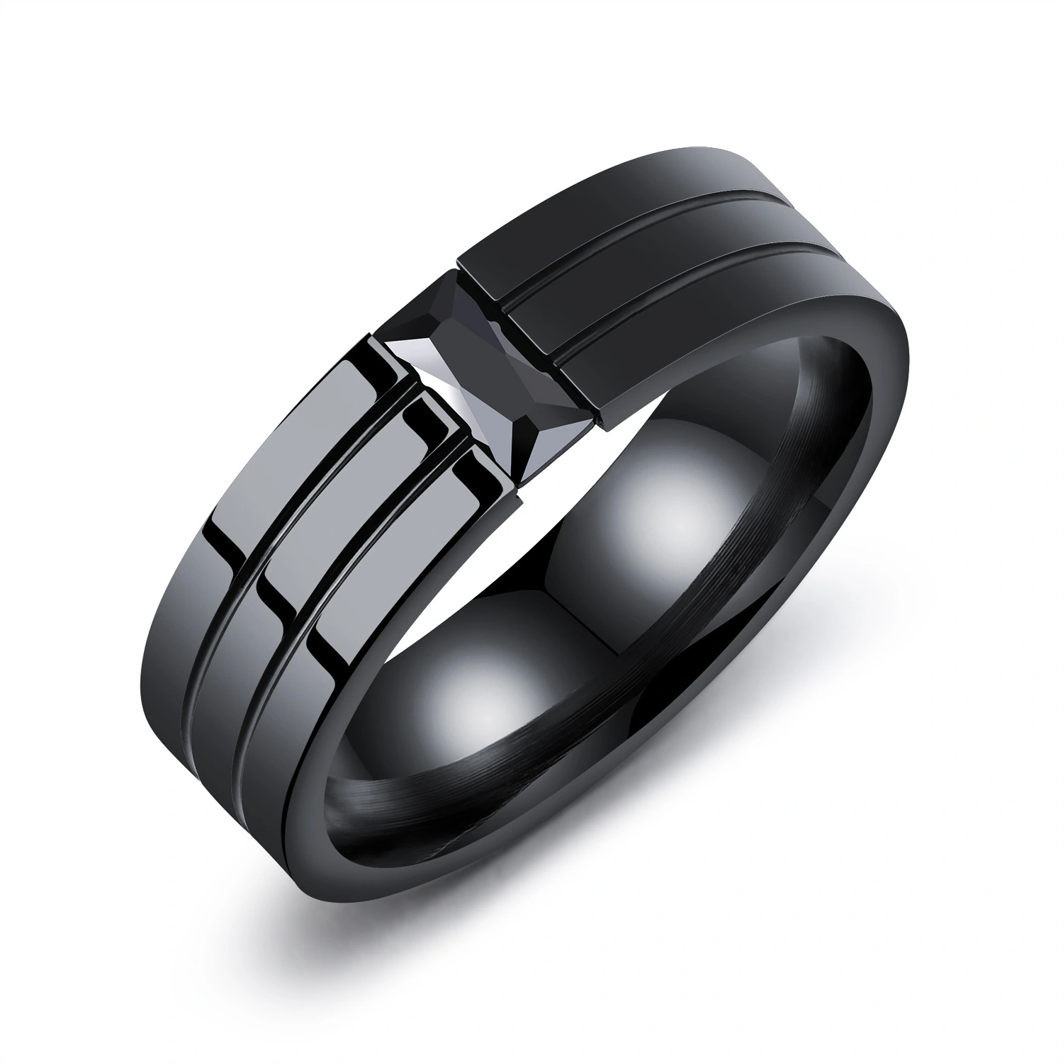 Personalized Diamond Titanium Steel Men's Ring