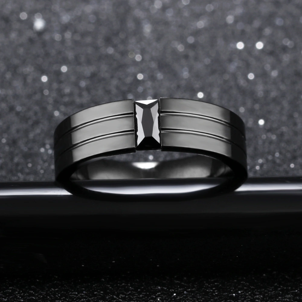 Personalized Diamond Titanium Steel Men's Ring