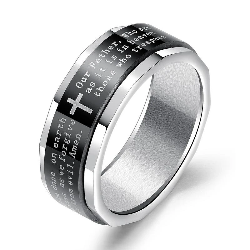 European And American Titanium Steel Ring Classic Street Hip Hop Cross Ring