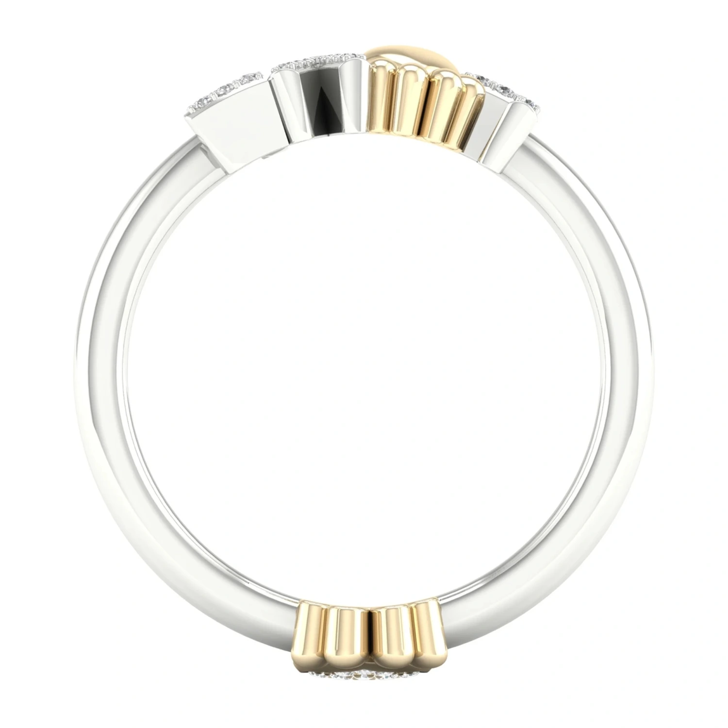 Fashion Cat's Claw Two-tone LOVE Ring With Diamonds