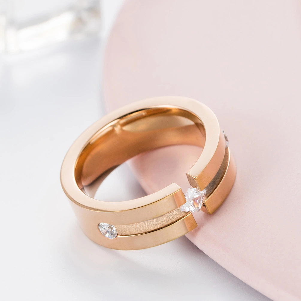 Kashi Diamond Titanium Simple Square Steel Ring