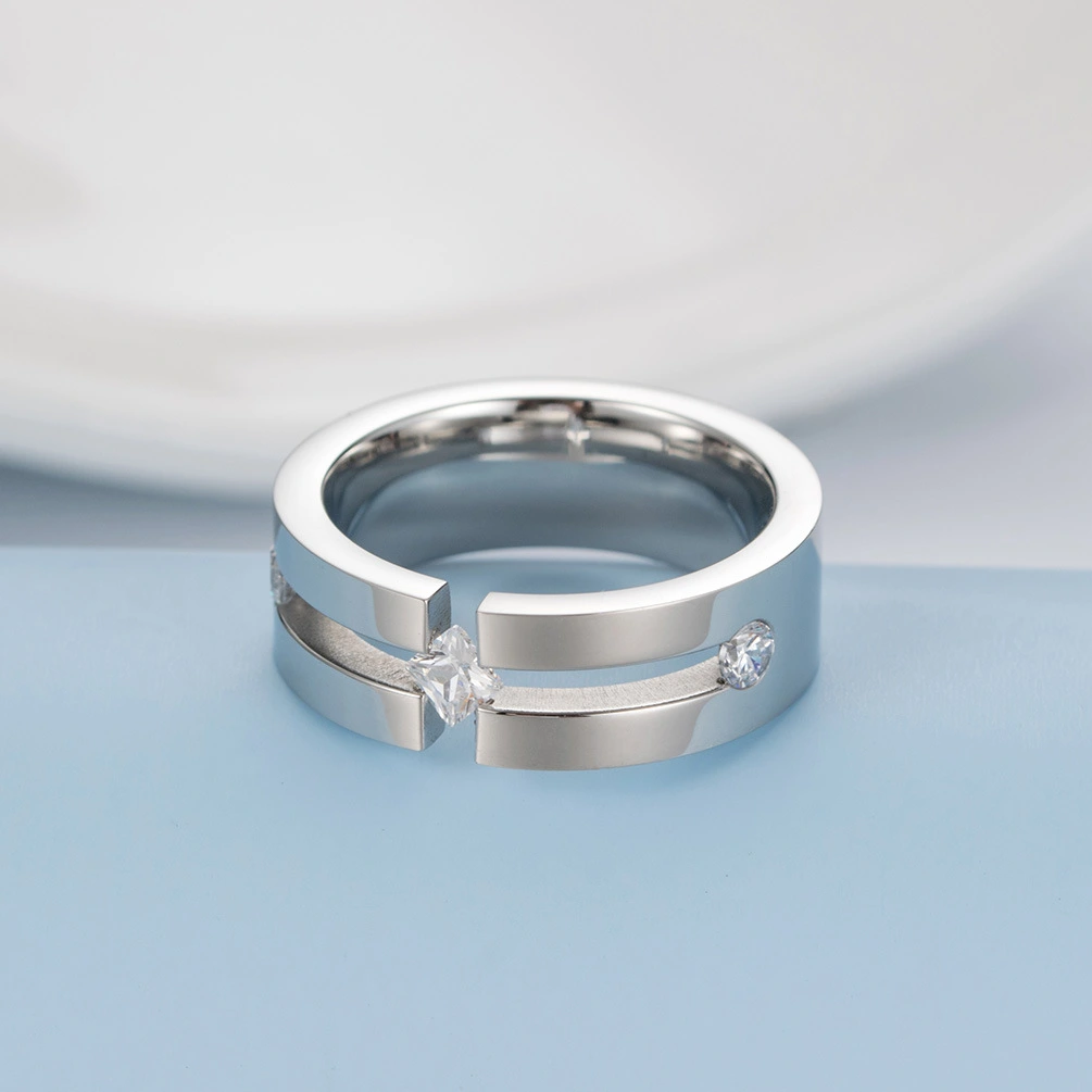 Kashi Diamond Titanium Simple Square Steel Ring