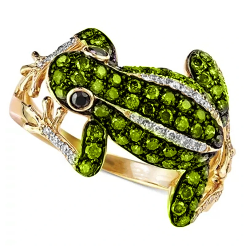 Creative Personality And Lifelike Frog Shape Micro-inlaid Zircon Female Ring