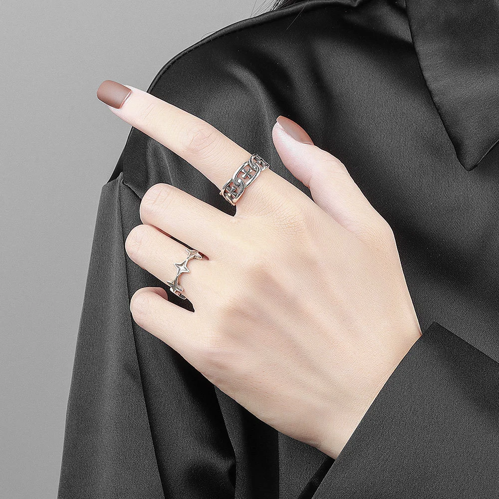 Dongdaemun Personality Trendy Ring Wide Face Cross