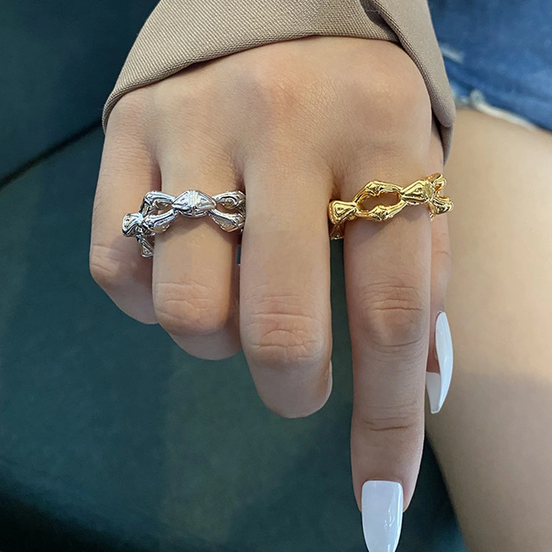 French Retro Design Trendy Anchor The Same Hollow Ring