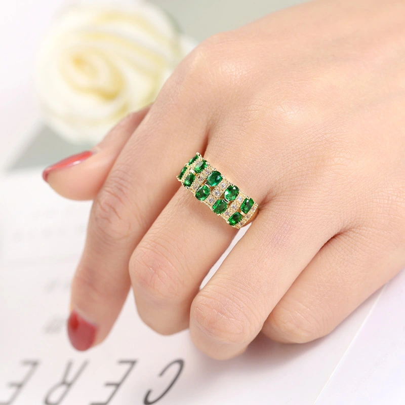 Explosive Style Jewelry Popular Romantic Color Zircon Ring In Europe And America