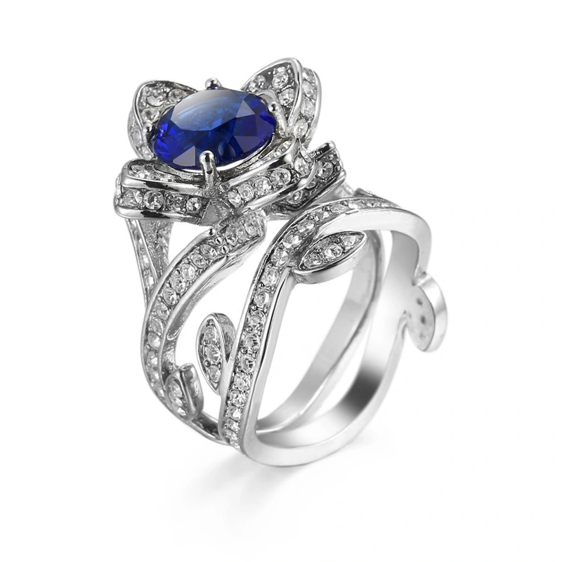 Jewelry AliExpress Rose Flower Jewelry Zircon Ring Female