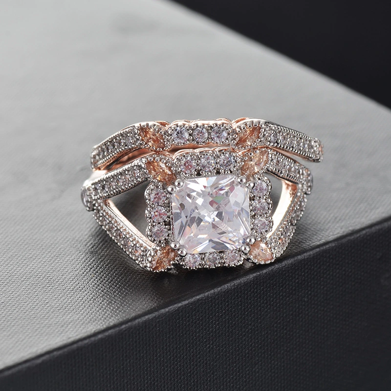 New Two-piece Ring Female Fashion Micro-inlaid Zircon
