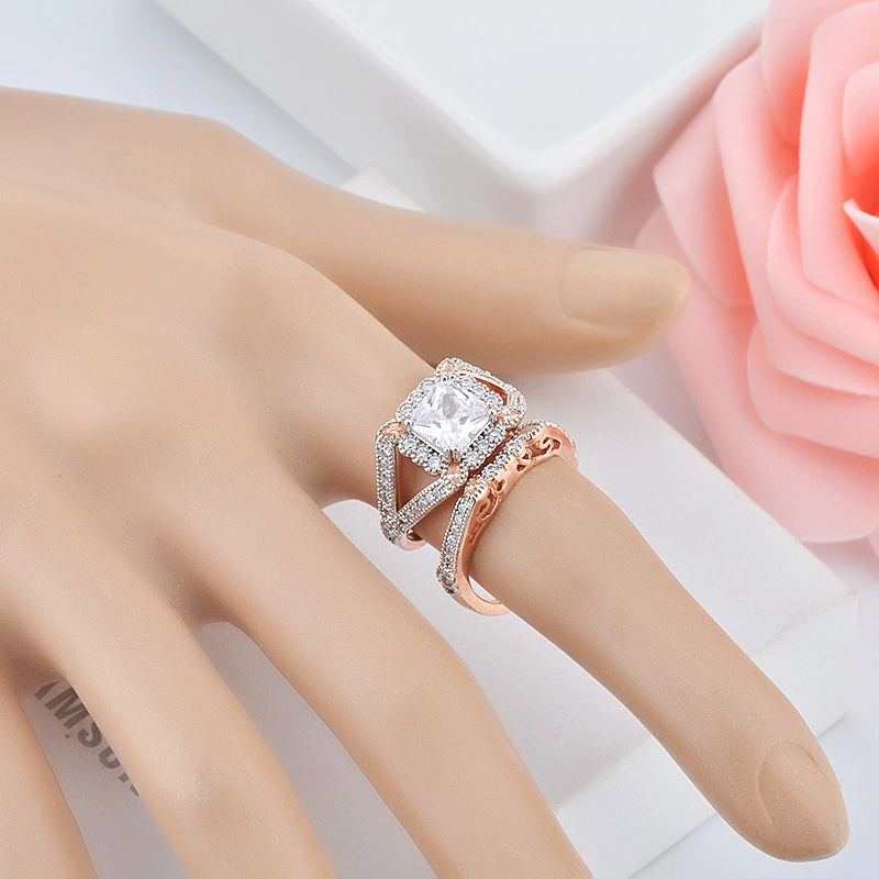 New Two-piece Ring Female Fashion Micro-inlaid Zircon