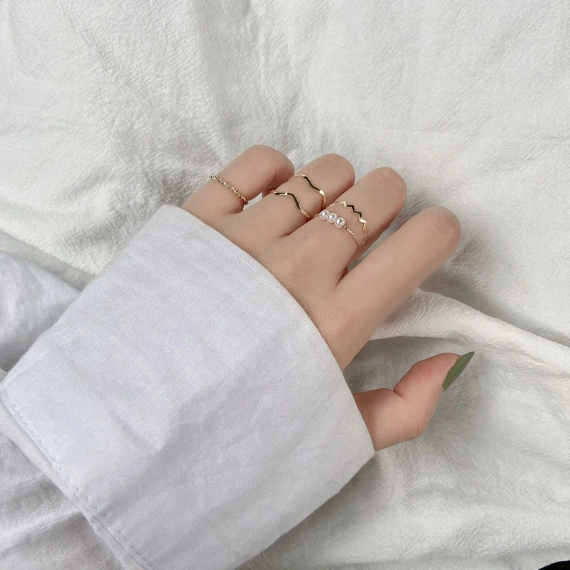 Simple Wavy Ring Five-Piece Set