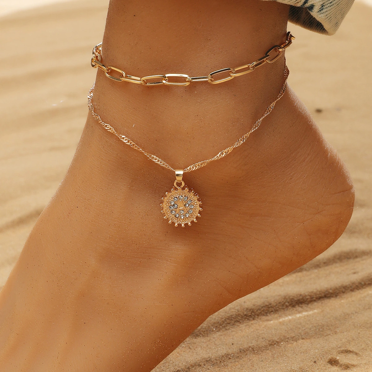Creative Letter A Pendant Bracelet Alloy Couple Beach Chain