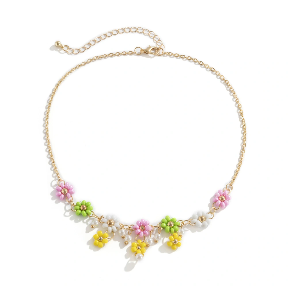 Bohemian Daisy Flower Rice Bead Anklet