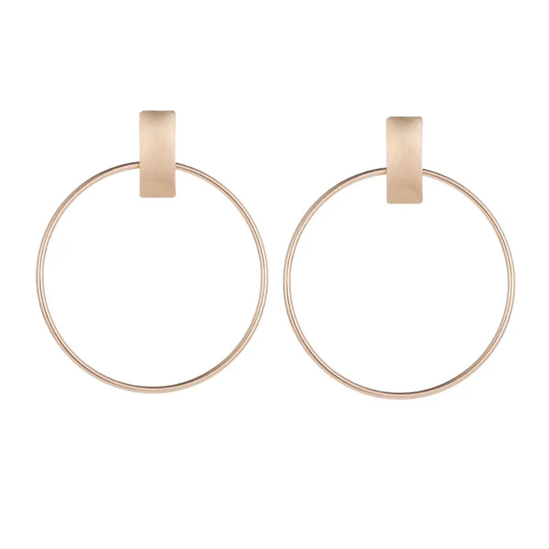 Korean Fashion Simple Round Metal Earrings Japanese And Korean Temperament Fashion