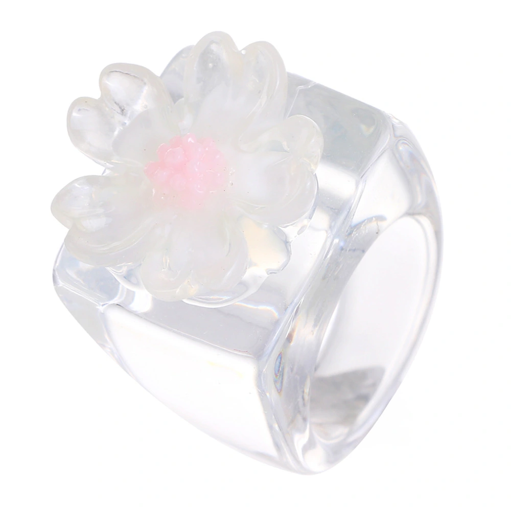 Transparent Three-dimensional Flower Acrylic Ring Ins Personality Creative Jewelry