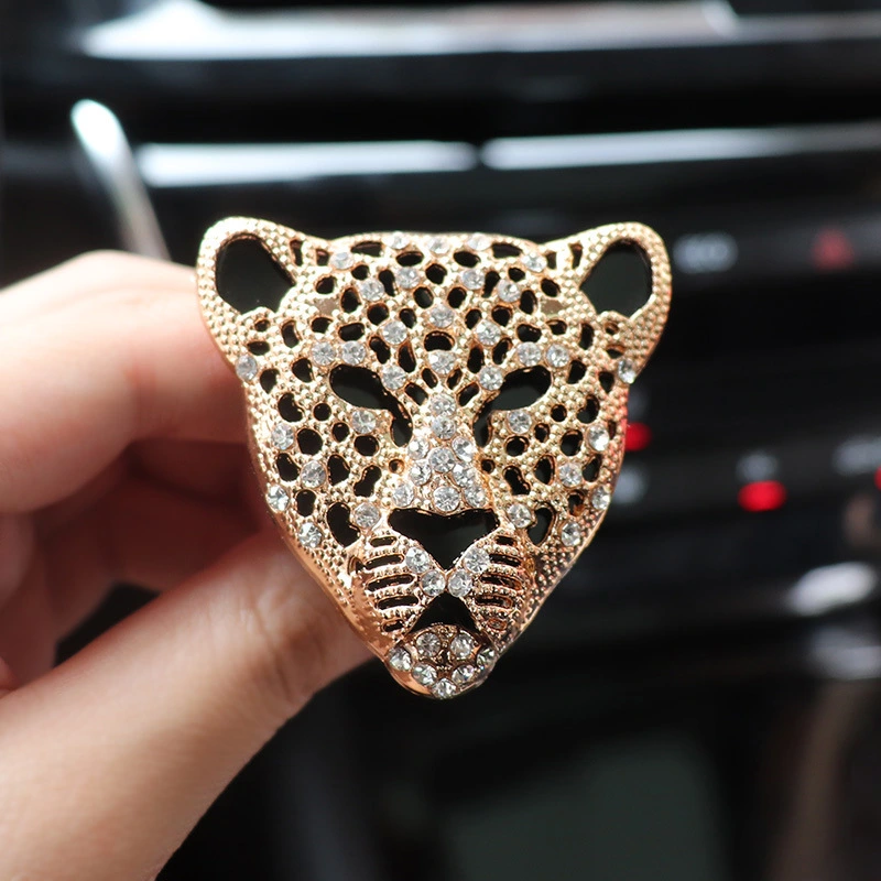 Rhinestone Leopard Head Car Air Outlet Perfume Clip Creative Car Decoration Ornaments