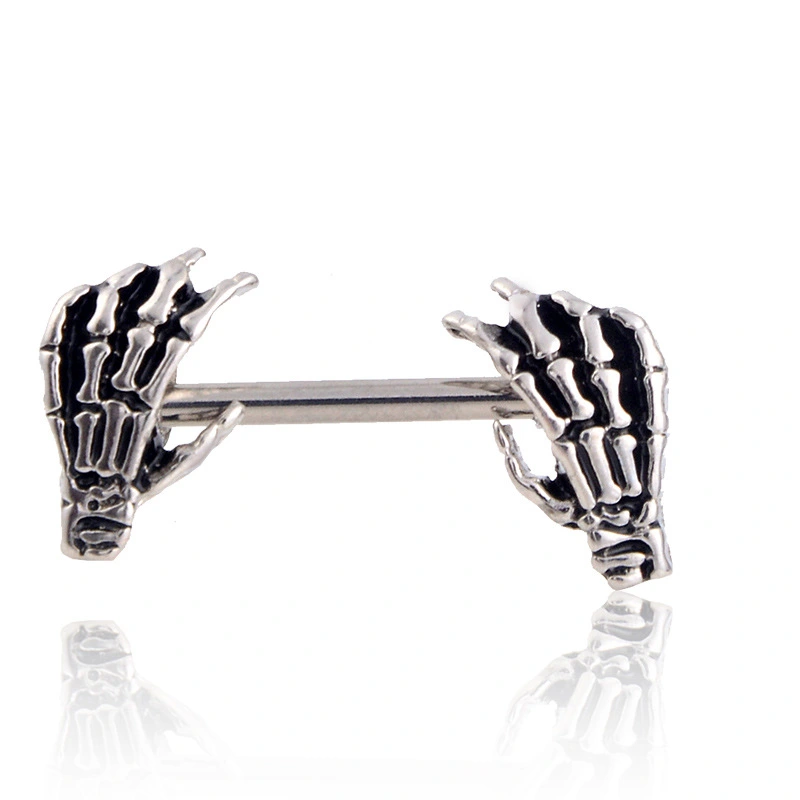 Stainless Steel Plating Skull Hands Nipple Ring