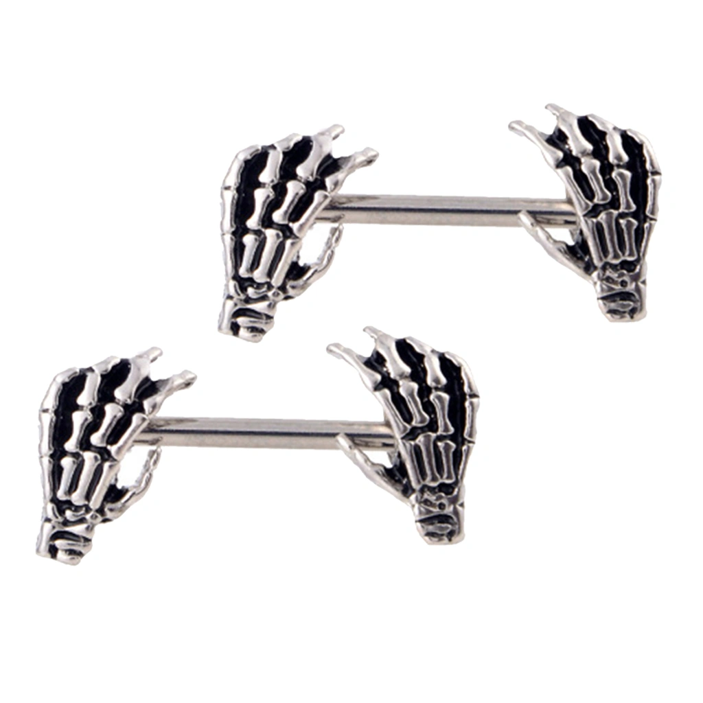 Stainless Steel Plating Skull Hands Nipple Ring